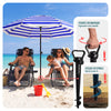 Parasol de jardin 2m avec ancrage sol et sac de transport Bleu blanc - vounat.shop