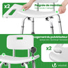 Chaise de douche avec dossier ergonomique a hauteur reglable en aluminum HDPE blanc - vounat.shop