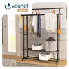 Portant a Vetements double avec roulettes et 2 etageres de rangement 121x40x147cm metal Noir - vounat.shop