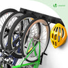 Support mural rangement pour 4 velos et 2 casques rails et crochets metal noir - vounat.shop