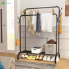 Portant a Vetements Double avec etagere Chaussures 4 Crochets Lateraux 110x58x150cm metal Noir - vounat.shop