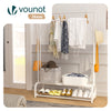 Portant a vetement double avec 2 niveaux etageres chaussures 4 Crochets Lateraux 108x35x145cm metal Blanc - vounat.shop