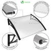 Auvent de porte marquise 100x80 cm transparent en Polycarbonate anti UV Noir - vounat.shop