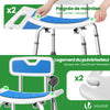 Chaise de douche avec dossier ergonomique a hauteur reglable en aluminum HDPE bleu - vounat.shop