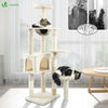 Arbre à Chat 138cm avec Griffoir Plateforme Niche et Capsule Spatiale beige - vounat.shop