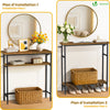 Console table 2 niveaux style industriel en metal et MDF 80x24x80 cm Marron - vounat.shop