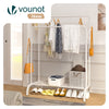 Portant a Vetements Double avec etagere Chaussures 4 Crochets Lateraux 108x58x146cm metal Blanc - vounat.shop