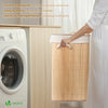 Panier a linge en bambou d’angle avec couvercle 58L - vounat.shop