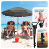 Parasol de jardin 2m avec ancrage sol et sac de transport Gris - vounat.shop