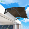 Auvent de porte marquise 100x80 cm transparent en Polycarbonate anti UV Marron - vounat.shop