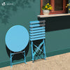 Ensemble bistro extérieur 1 table 2 chaises acier bleu - vounat.shop