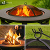 Brasero exterieur en metal avec grille, pare-etincelles tisonnier diametre 81cm noir - vounat.shop
