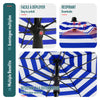 Parasol de jardin 2m avec ancrage sol et sac de transport Bleu blanc - vounat.shop