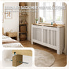 Cache radiateur en MDF avec lattes et etagere 152×19×82 cm Blanc Chêne - vounat.shop