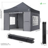 Tonnelle de jardin renforcée 3x3m pliable avec 4 parois et sac de transport a roulette gris - vounat.shop