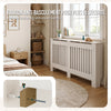 Cache radiateur en MDF avec lattes et etagere 152×19×82 cm Blanc - vounat.shop