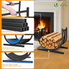 Range Buche Support a bois avec Sangle de Sécurité 41x37x39.5cm en Metal noir - vounat.shop
