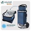 Chariot de course pliable aluminium 2 roues avec sac isotherme bleu marine - vounat.shop
