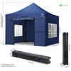 Tonnelle de jardin renforcée 3x3m pliable avec 4 parois et sac de transport a roulette bleue - vounat.shop