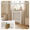 Cache radiateur en MDF avec lattes et etagere 78×19×82 cm Blanc - vounat.shop