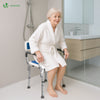 Chaise de douche avec accoudoir et dossier ergonomique a hauteur reglable en aluminum HDPE bleu - vounat.shop