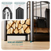 Porte buches cheminee avec 4 outils en metal noir - vounat.shop