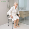 Chaise de douche avec accoudoir et dossier ergonomique a hauteur reglable en aluminum HDPE blanc - vounat.shop