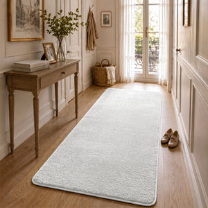 Tapis de salon poils ras doux antiderapant 80x200cm uni crème - vounat.shop