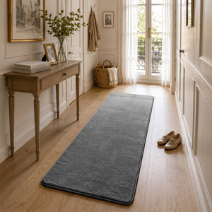 Tapis de salon poils ras doux antiderapant 60x180cm uni anthracite - vounat.shop