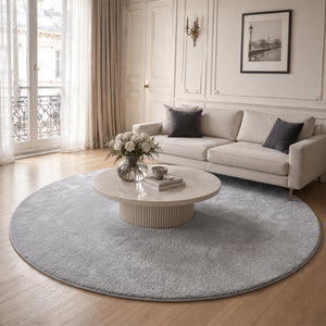 Tapis de salon poils ras doux antiderapant ф200cm uni gris - vounat.shop