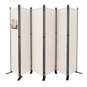 Paravent interieur separateur 6 panneaux autoportant pliable 340 x 30 x 164 cm Beige - vounat.shop