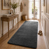 Tapis de salon poils ras doux antiderapant 80x200cm uni anthracite - vounat.shop