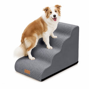 Escalier pour chien et chat en mousse haute densite et housse lavable 72x40x50cm gris - vounat.shop