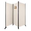 Paravent interieur separateur avec roue 3 panneaux autoportant pliable 262 x 30 x 180 cm Beige - vounat.shop