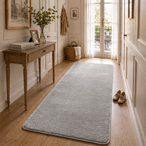 Tapis de salon poils ras doux antiderapant 80x200cm uni gris - vounat.shop