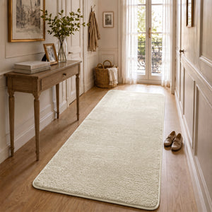 Tapis de salon poils ras doux antiderapant 80x200cm uni beige - vounat.shop