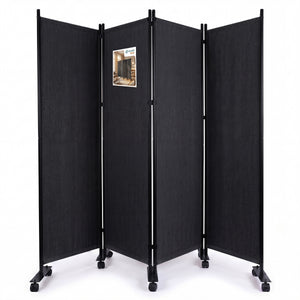 Paravent interieur separateur avec roue 4 panneaux autoportant pliable 228x 30 x 171 cm Anthracite - vounat.shop