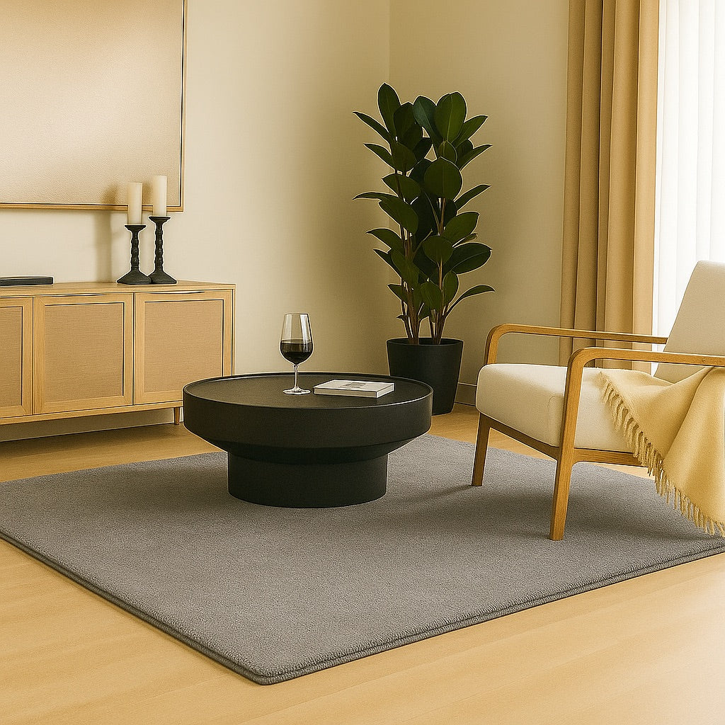 Tapis de salon poils ras doux antiderapant 240x340cm uni gris - vounat.shop