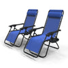 Chaise longue inclinable en textilene avec porte gobelet et portable bleue - vounat.shop