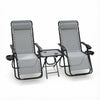Lot de 2 Chaise longue inclinable en textilene avec table d'appoint porte gobelet et portable gris - vounat.shop