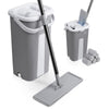 Balai microfibre et Seau Essoreur avec 6 serpillères Réutilisables Balai Plat Double compartiment gris - vounat.shop