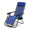 Chaise longue inclinable en textilene avec porte gobelet et portable bleue - vounat.shop