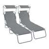 Lot de 2 chaise longue pliante avec pare soleil gris - vounat.shop