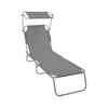 Chaise longue pliante avec pare soleil gris - vounat.shop