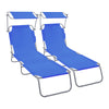Lot de 2 chaise longue pliante avec pare soleil bleu - vounat.shop