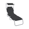 Chaise longue pliante avec pare soleil noir - vounat.shop