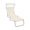 Chaise longue pliante avec pare soleil beige - vounat.shop
