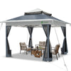 Tonnelle de jardin exterieure pliable avec moustiquaire Pop up 3.6x3.6m gris - vounat.shop