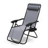 Chaise longue inclinable en textilene avec porte gobelet et portable gris - vounat.shop