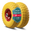 Lot de 2 Roue increvable 3.5-4 en PU pour brouette diable alesage 16mm 260x85mm Jaune - vounat.shop